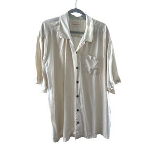 Tommy Bahama Silk Tropical Leaf Print Short Sleeve ButtonUp Shirt Men's XXL Tall